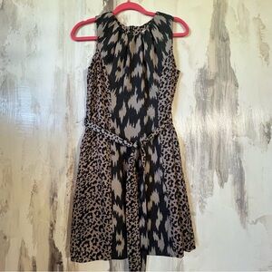 Label Rachel Roy Animal Print Sleeveless Dress with Belt/Sash Size - 6